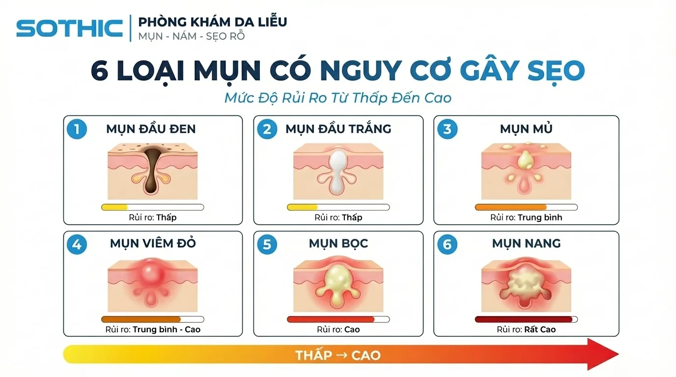 6 Loại Mụn Có Nguy Cơ Gây Sẹo