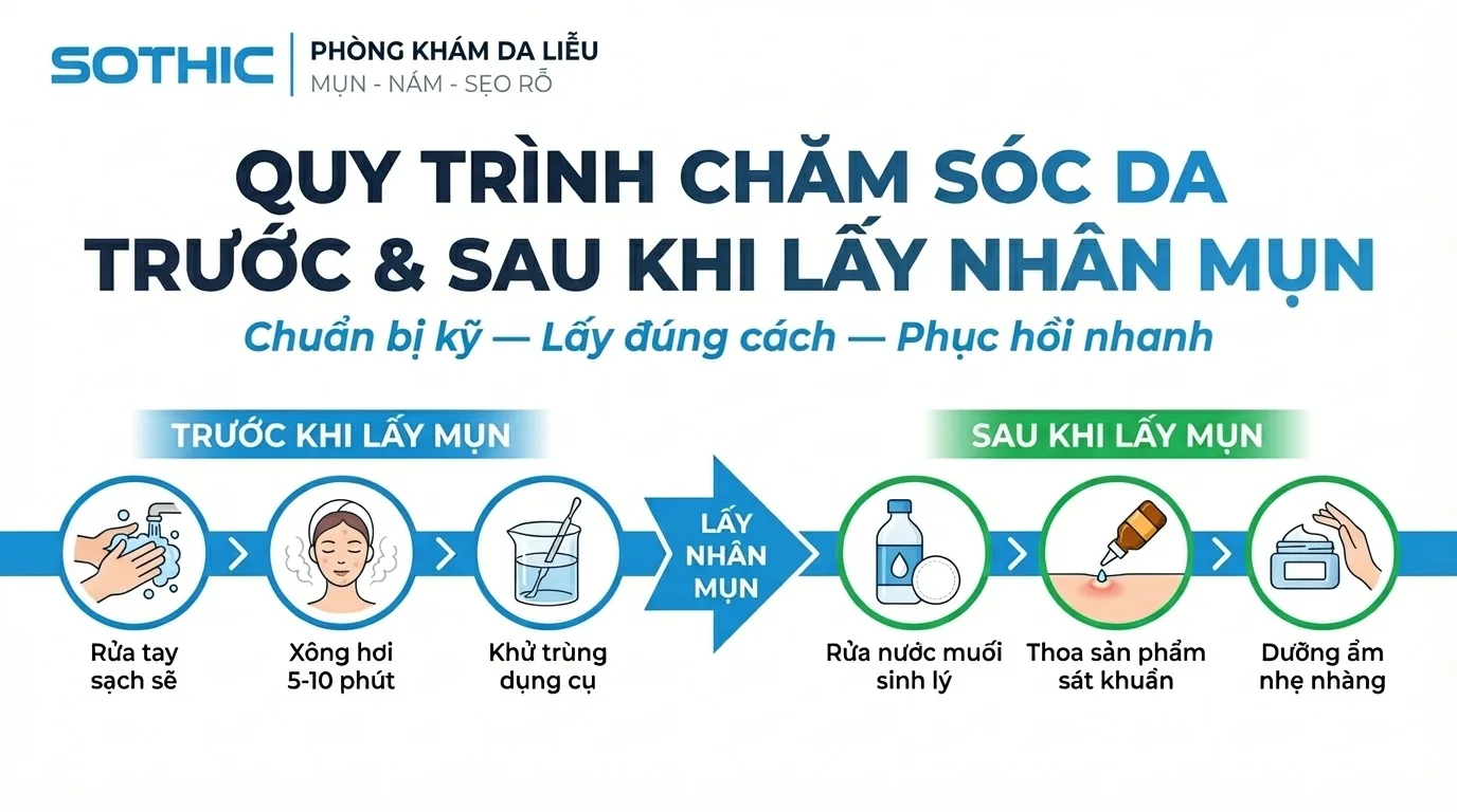 Quy Trình Chăm Da Trước & Sau Khi Lấy Nhân Mụn
