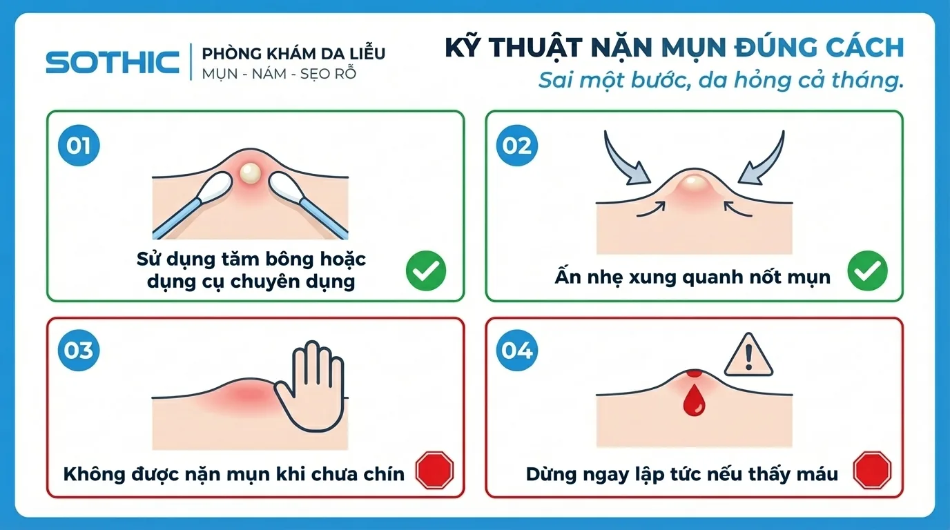 Kỹ Thuật Nặn Mụn Đúng Cách Chuẩn Y Khoa