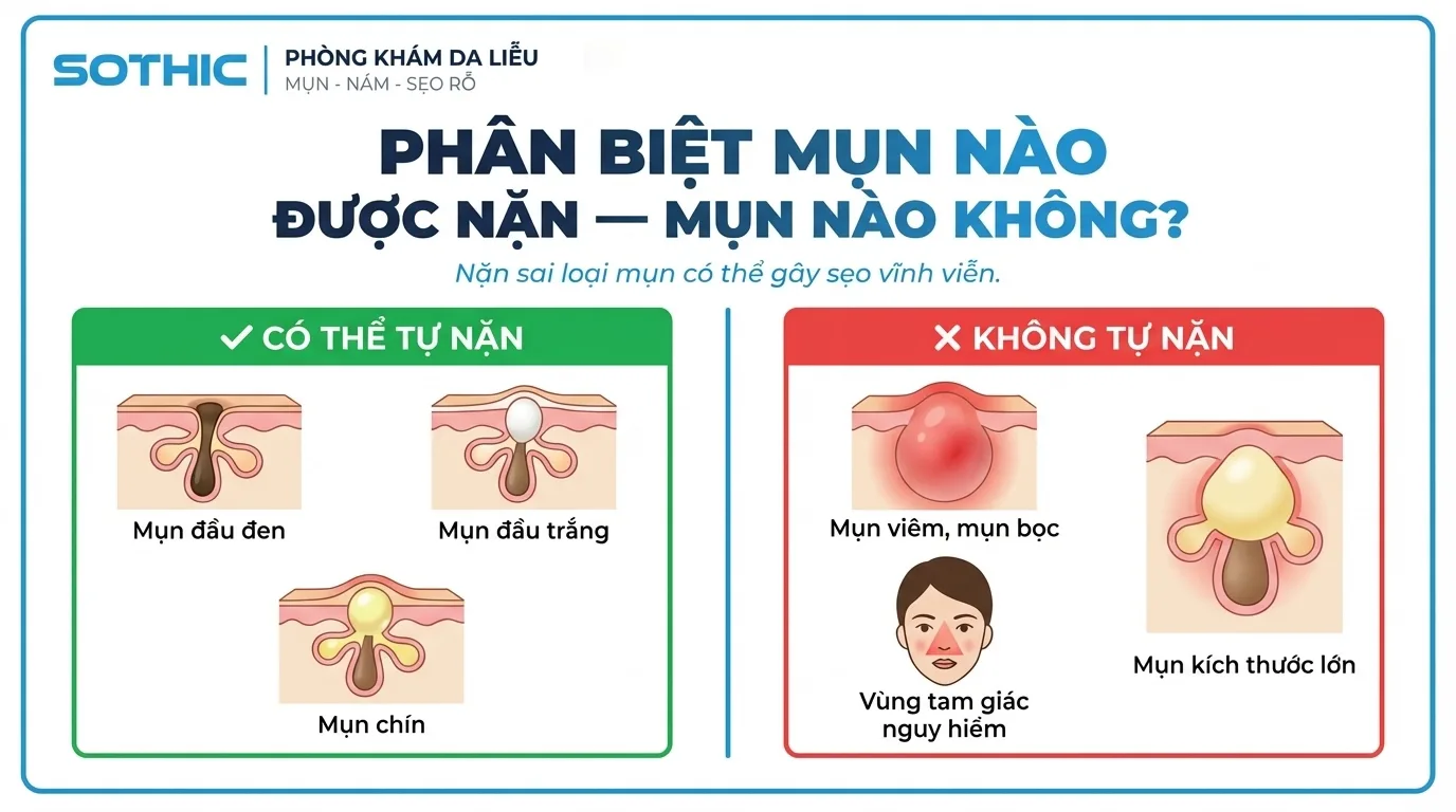 Phân Biệt Mụn Được Nặn - Mụn Cần Xử Lý Y Khoa
