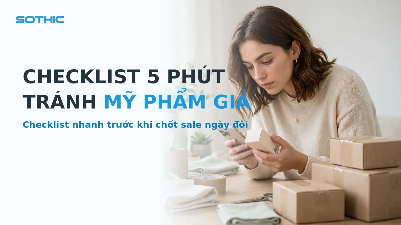 Anh bia bai viet San sale ngay doi: checklist tranh my pham gia, can date